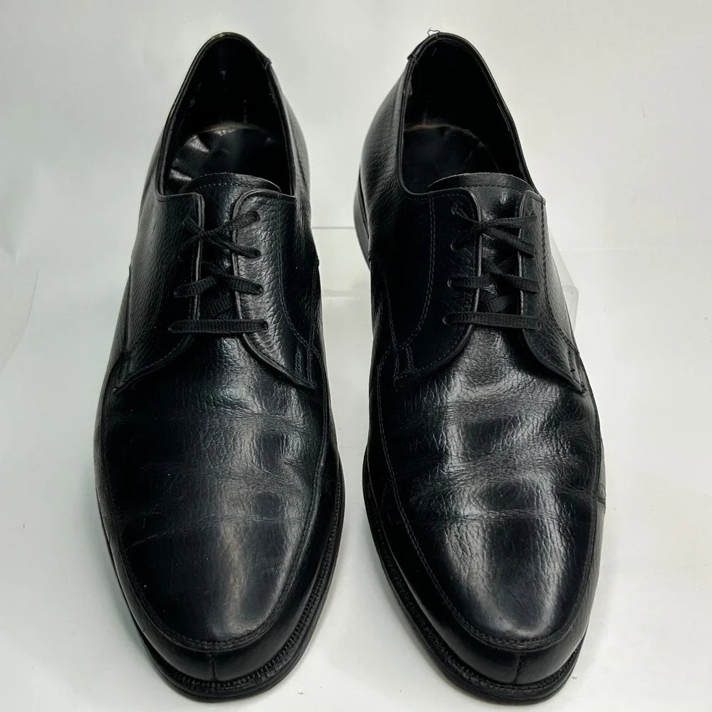 Vintage Nunn Bush Derby Leather Dress Shoes Mens‎ Black Apron Toe Size 9D